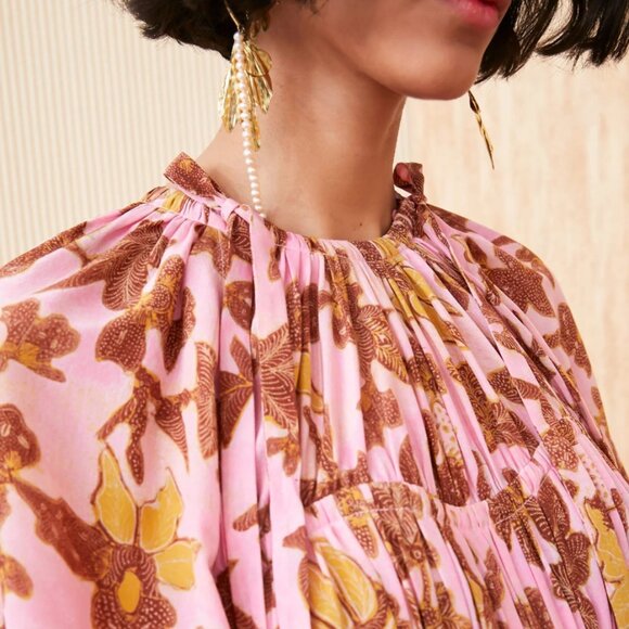 SOLD NWOT ULLA JOHNSON Sefia Silk Mini Dress in Hibiscus S $695 - Picture 5 of 13